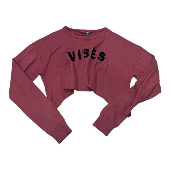 Fashion Nova Burgundy Vibes Cropped Sweatshirt XS - Picture 1 of 4